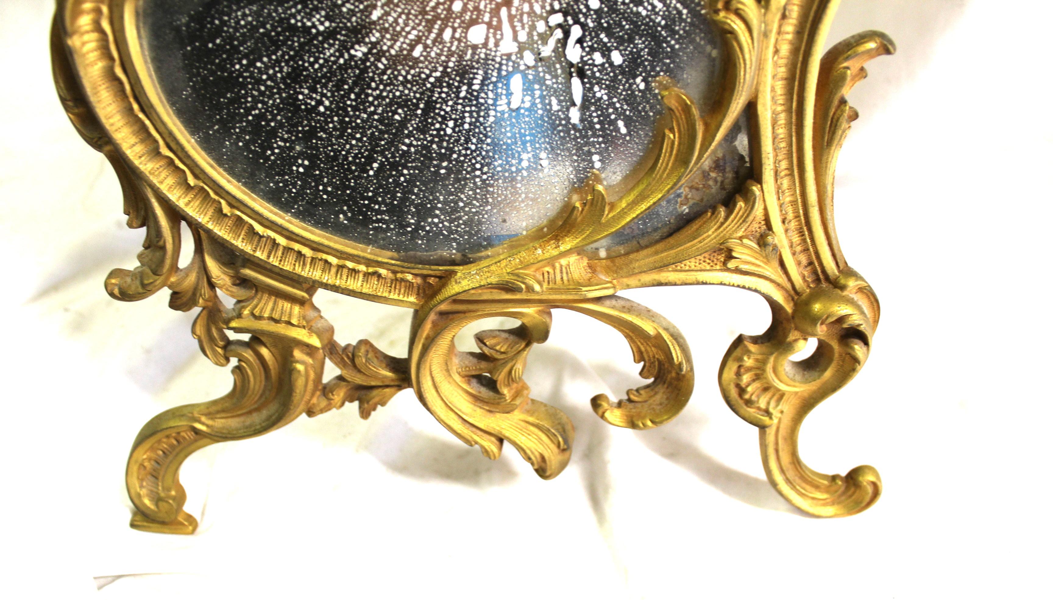 Espejo de mesa vintage francés, Gold Dore'. Principios del siglo XX Art Nouveau en venta