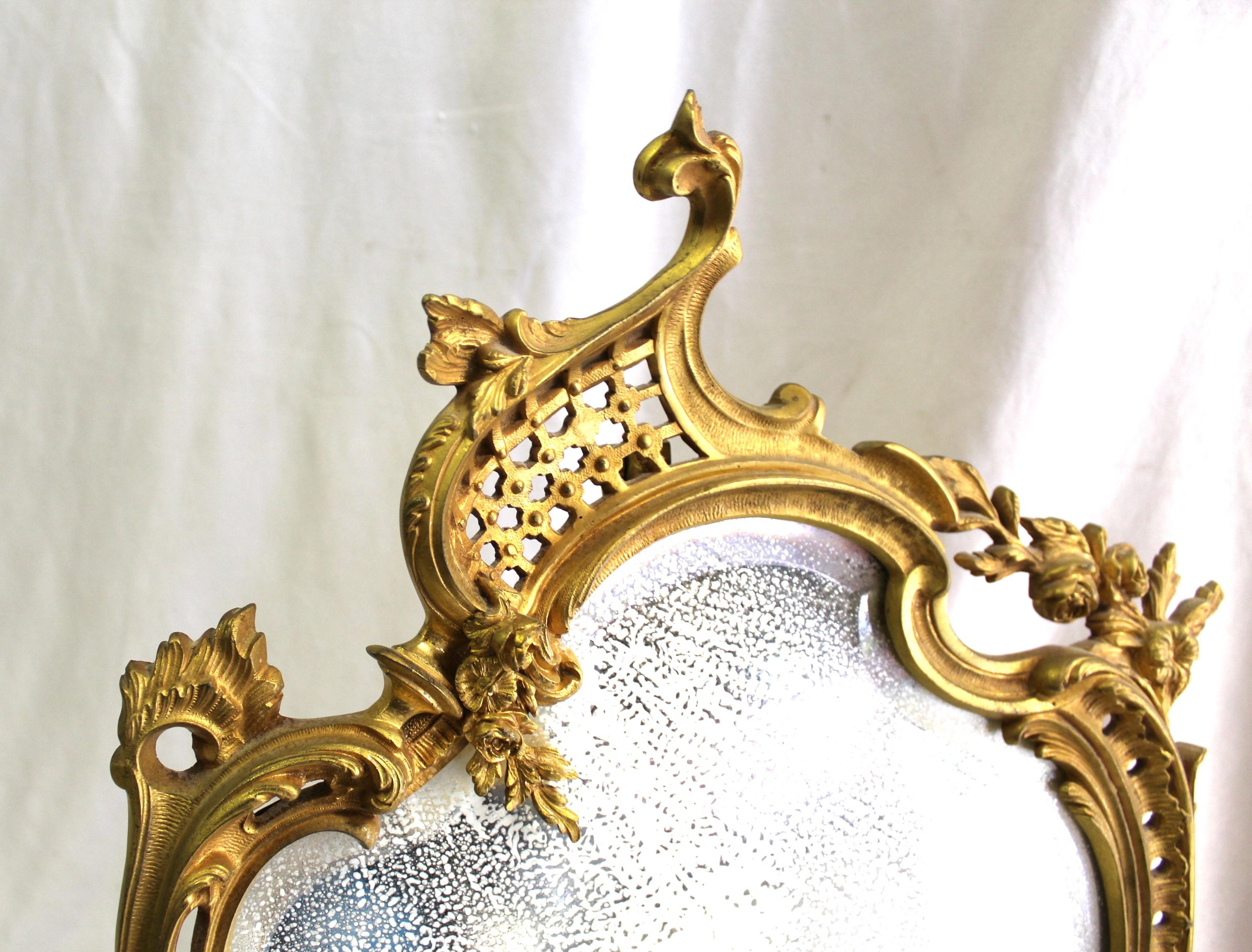 Espejo de mesa vintage francés, Gold Dore'. Principios del siglo XX Francés en venta