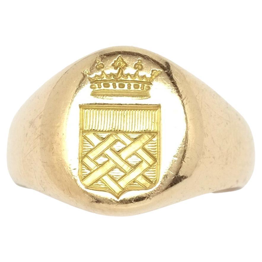 Vintage French Gold Signet Ring For Sale