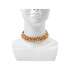Vintage French Gold Tone Diamante Choker Necklace, Circa 1970s