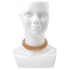 Vintage French Gold Tone Diamante Choker Necklace, Circa 1970s