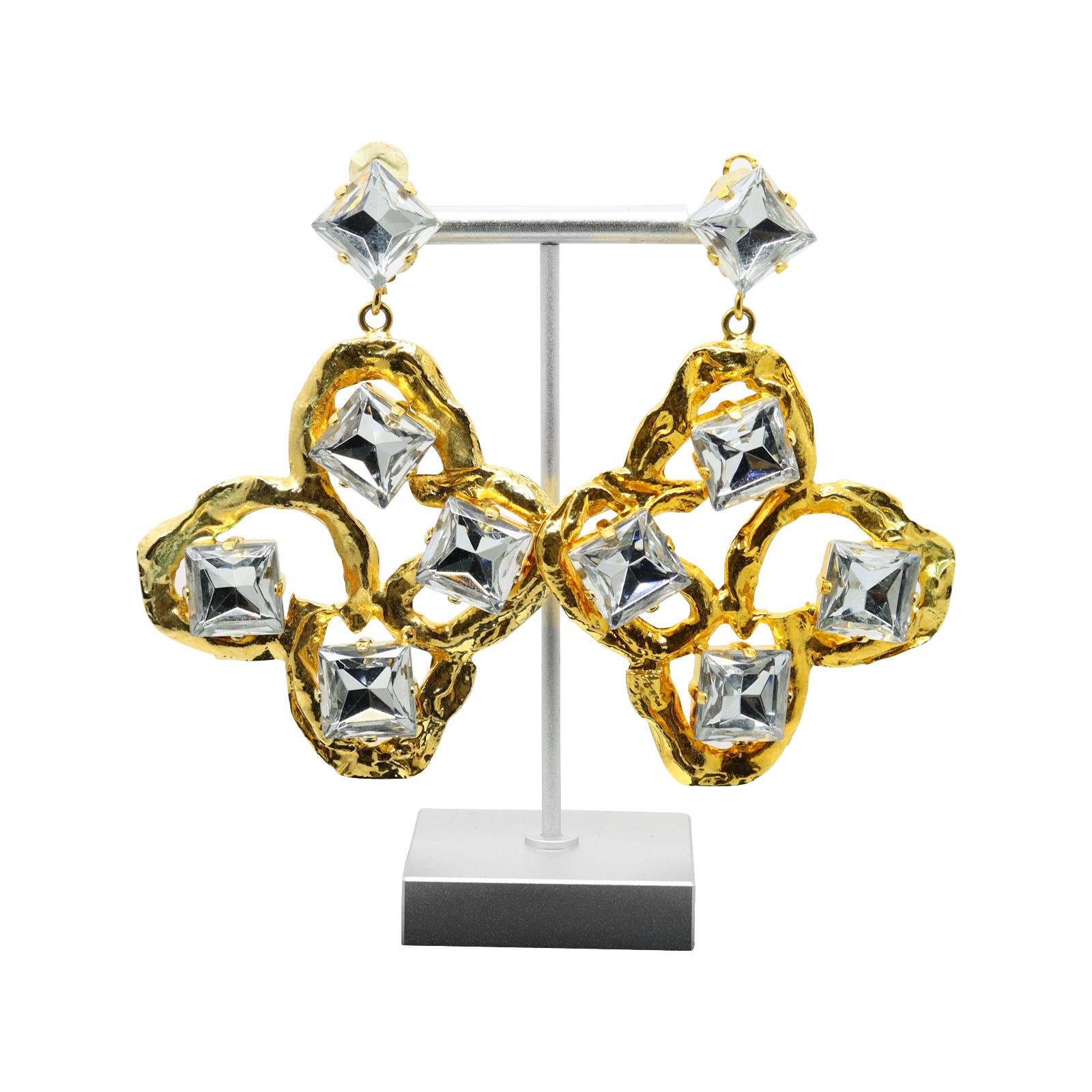 Vintage Yves Saint Lauren YSL Gold-Ton  Couture mit großen Kristallen ca. 1980er Jahre im Angebot 1