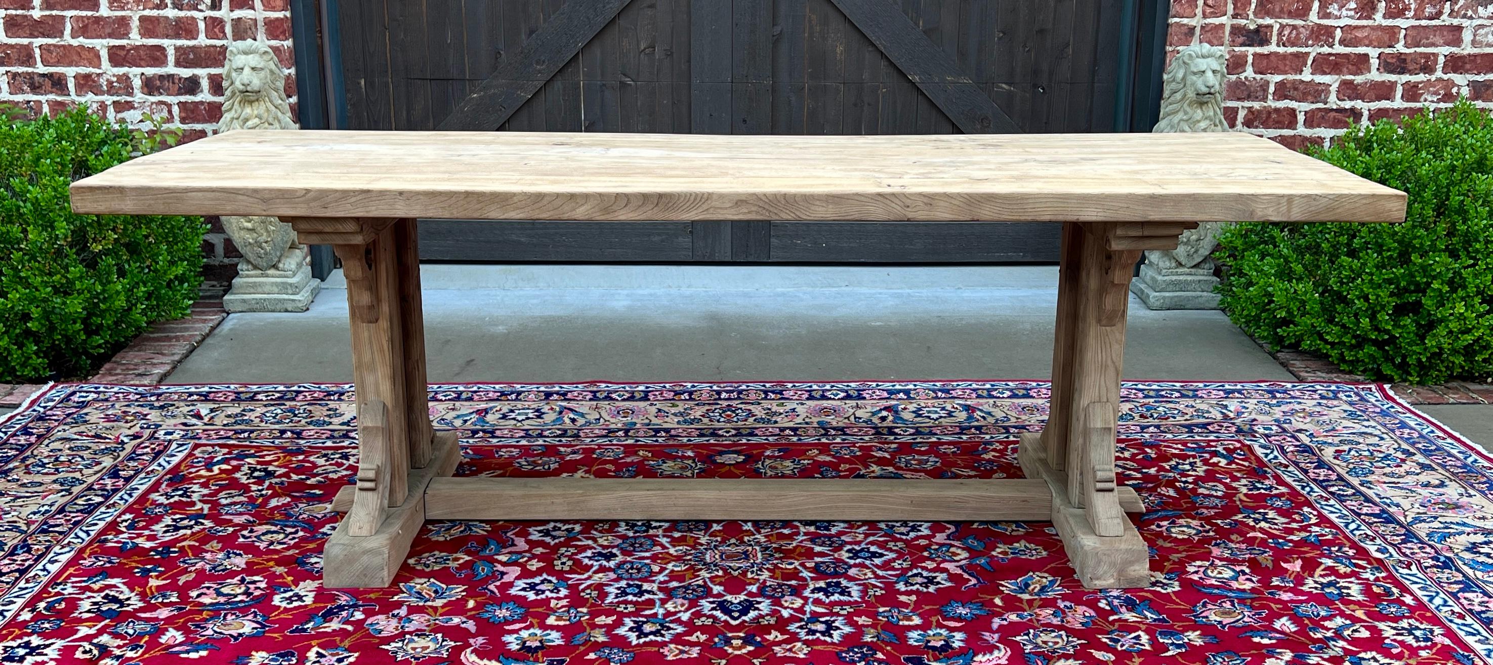 Vintage French Gothic Table Dining Table Desk Trestle Table Bleached Oak/Elm For Sale 9