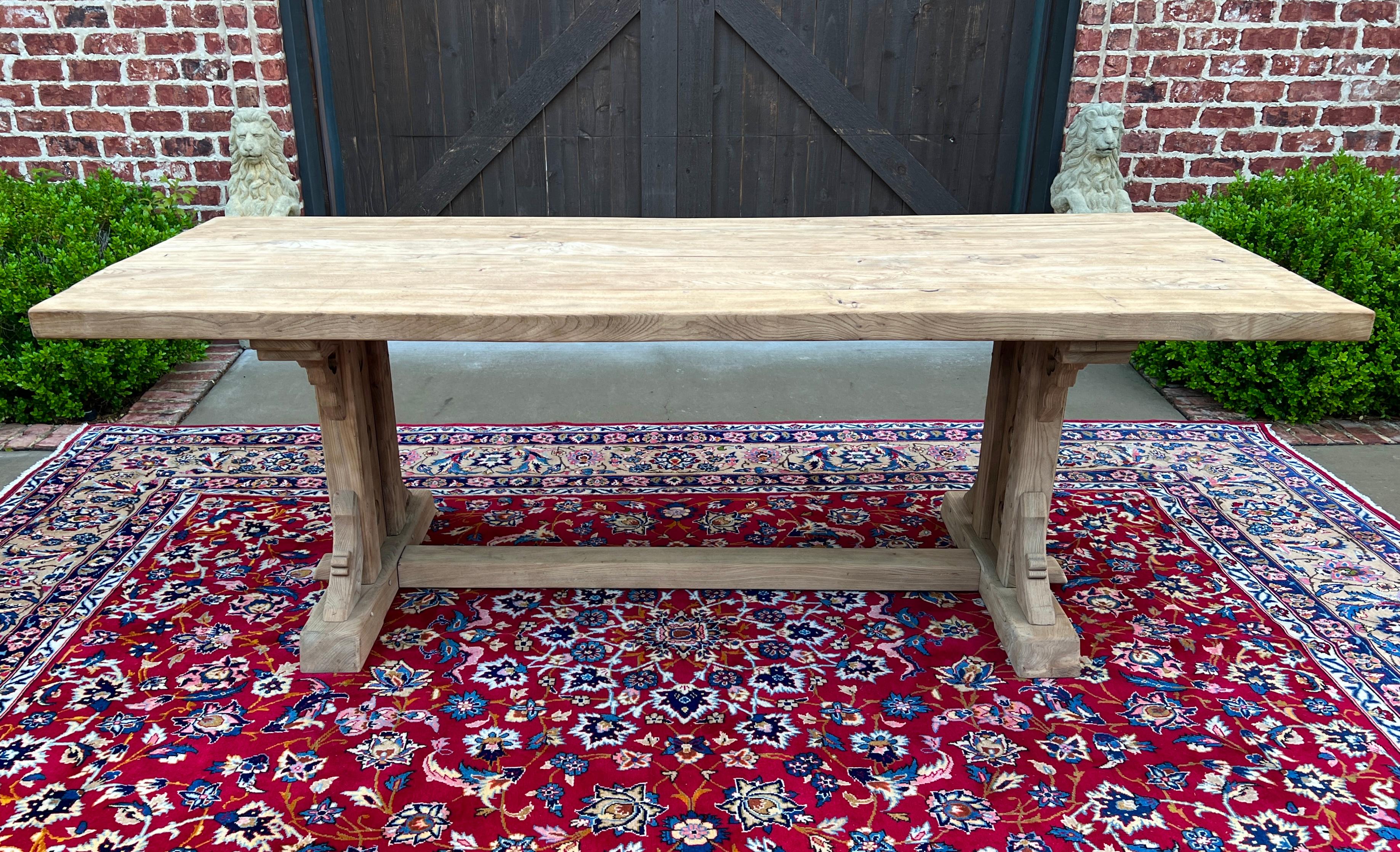 EXCELLENT LARGE Vintage French Gothic Bleached Oak or possibly Elm Table Dining Table Desk Office Conference Library Trestle Table~~Over 7 Feet Wide~~

This beautiful table has the 