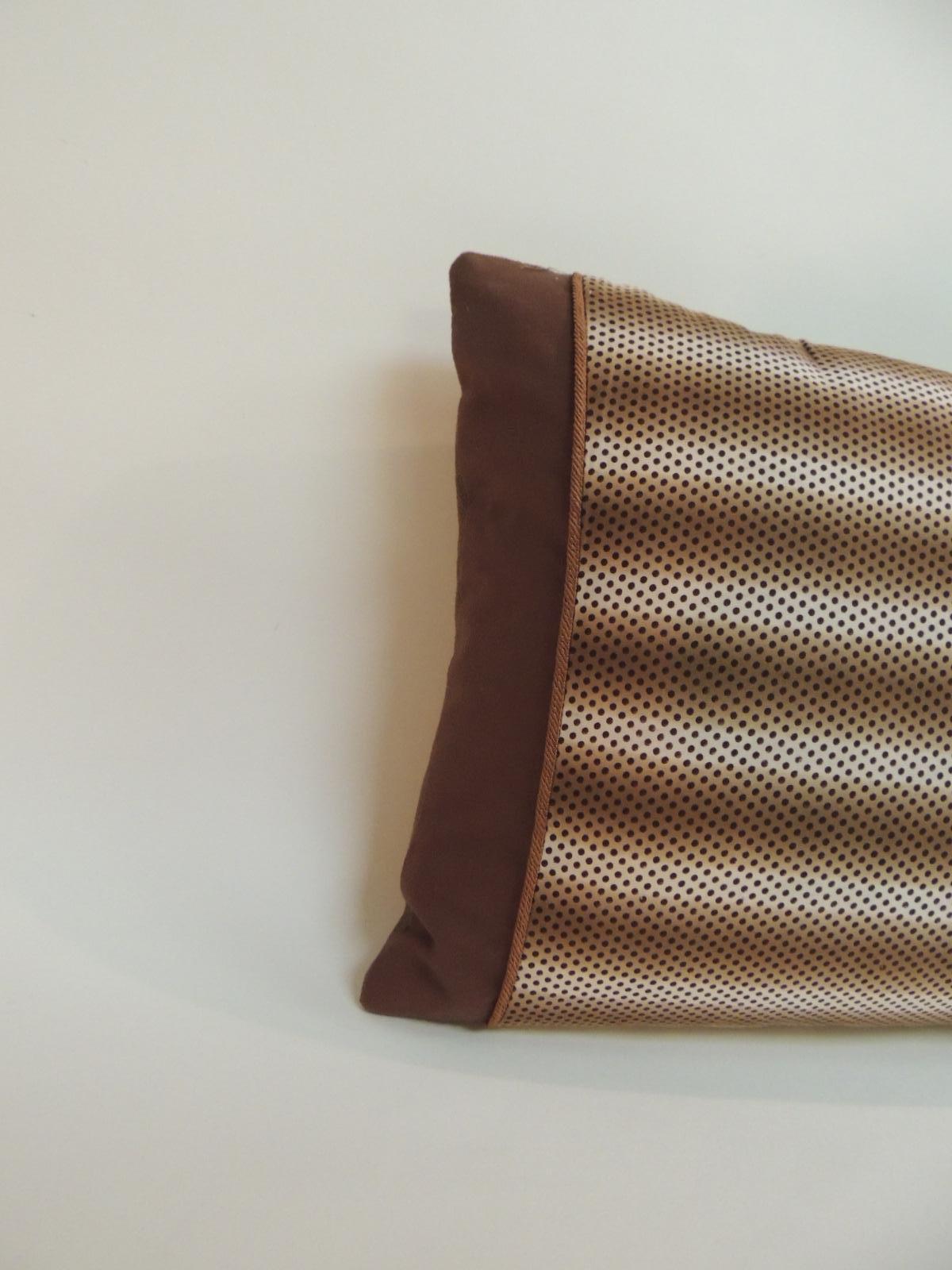 Mid-Century Modern Vintage French Graphic Brown Decorative Bolster Pillow