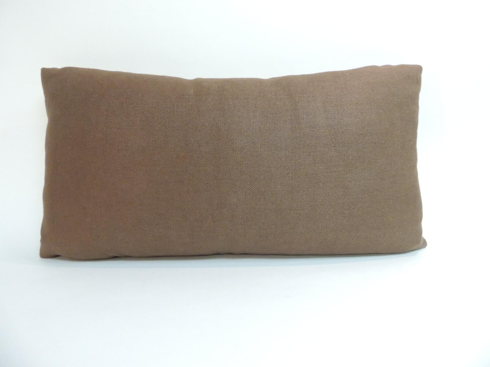 Hand-Crafted Vintage French Graphic Brown Decorative Bolster Pillow
