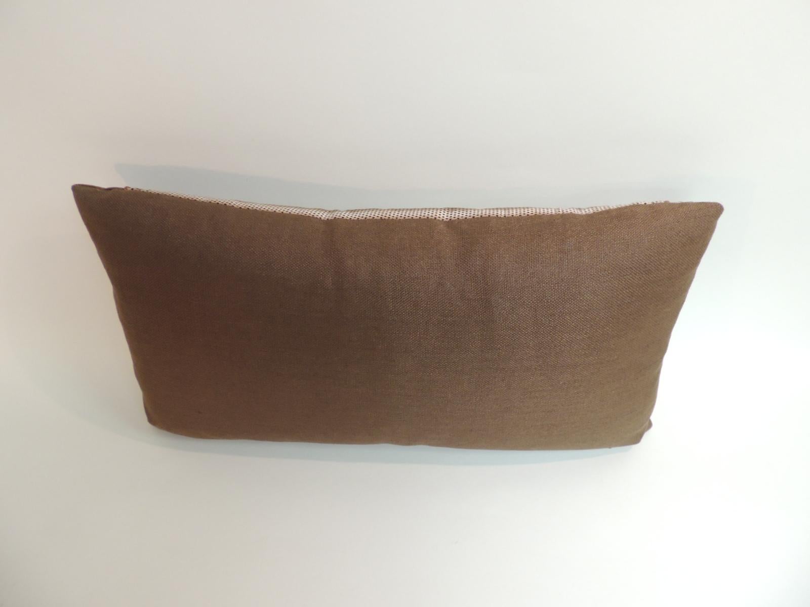 Vintage French Graphic Brown Decorative Bolster Pillow In Good Condition In Oakland Park, FL