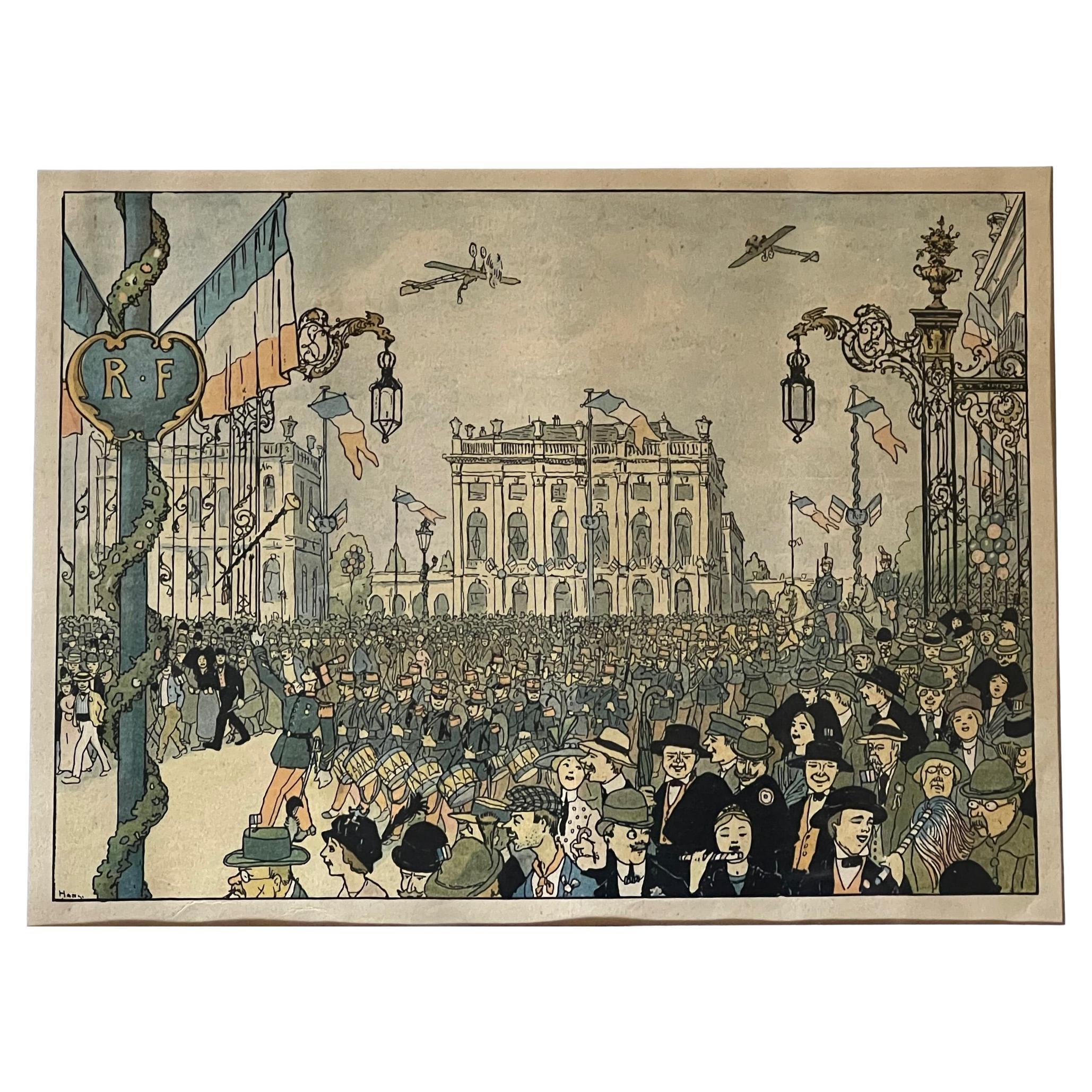 Pressed Vintage French Gravure by Jean-Jacques Walz (Hansi), C. 1913