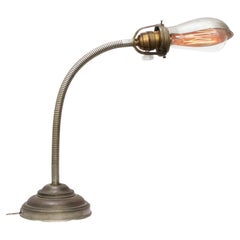 Vintage French Gray Metal Brass Table Wall Lamp