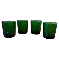 Vintage French Green Drinking Glasses Set Of Four