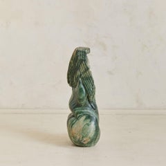 Vintage French Green Marble Female Form Sculpture