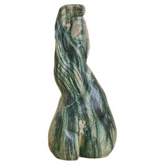 Vintage French Green Marble Female Form Sculpture
