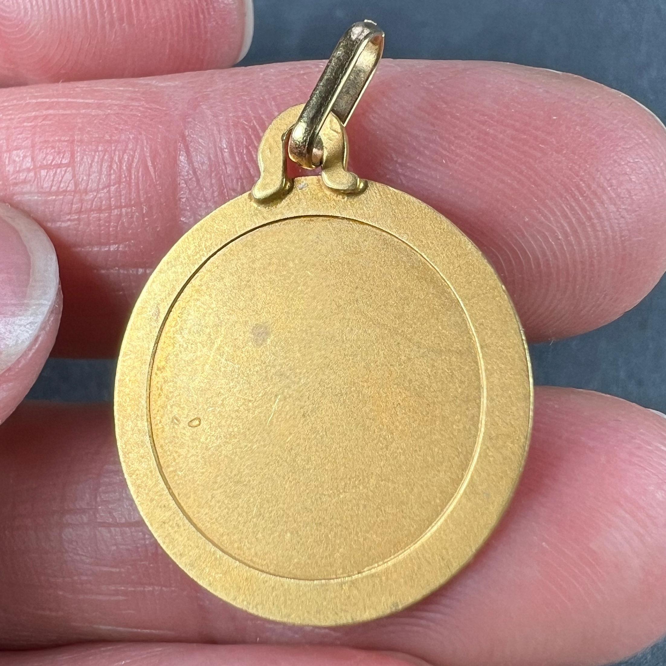 Vintage French Grun Perroud St Christopher 18K Yellow Gold Charm Pendant 4