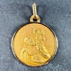 Vintage French Grun St Christopher 18K Yellow Gold Charm Pendant