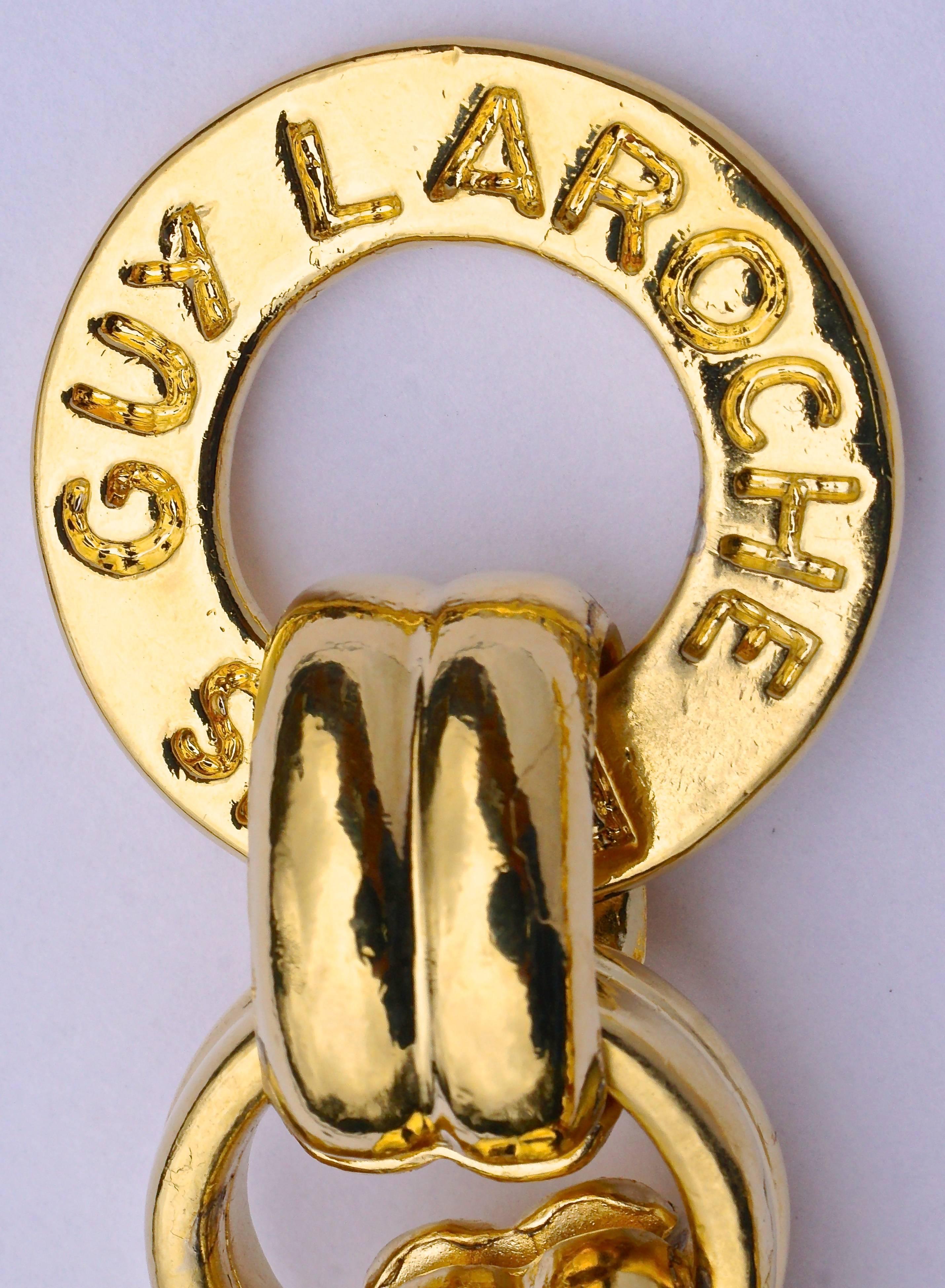 Vintage French Guy Laroche Paris Gold Tone Link Statement Bracelet at