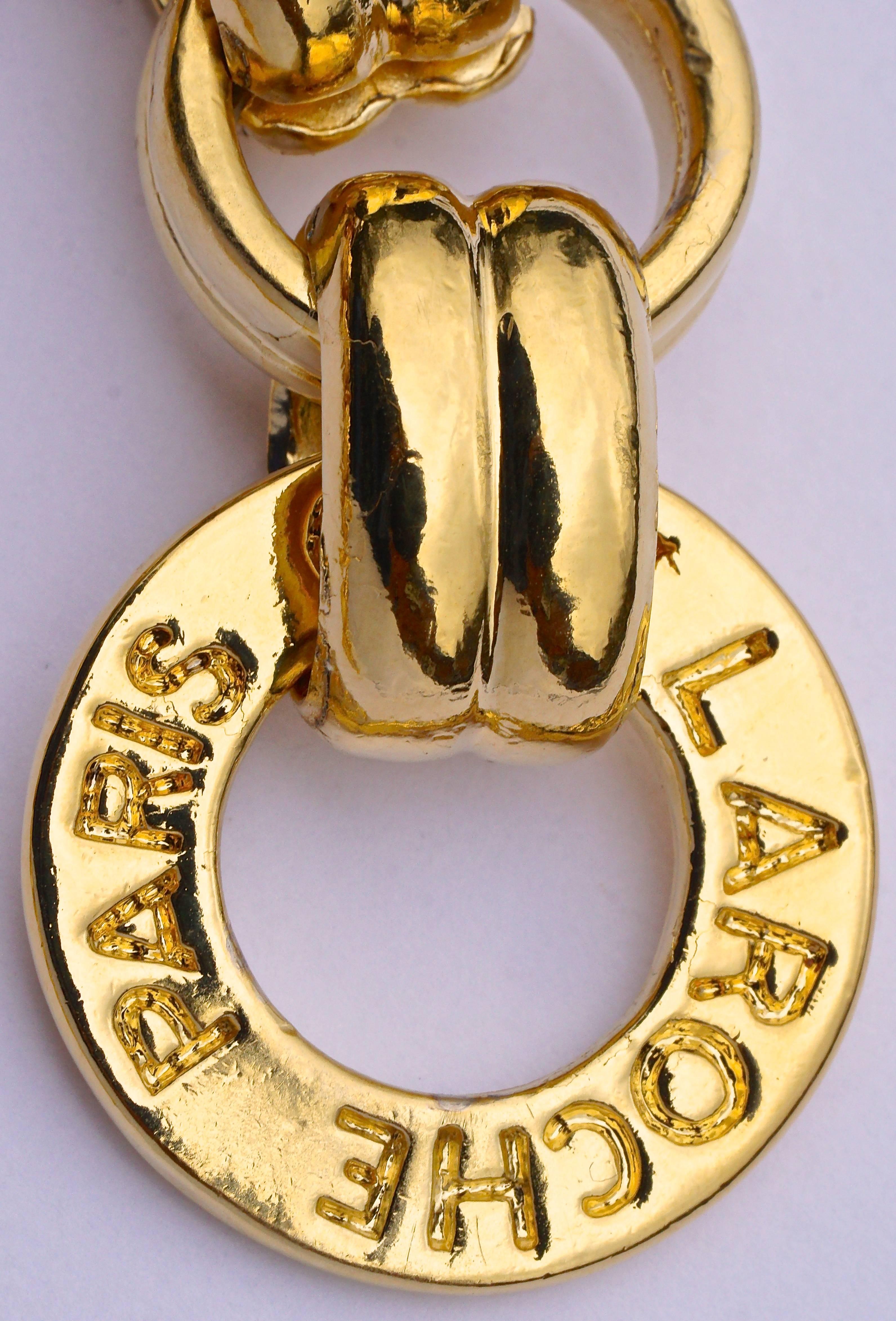 Vintage French Guy Laroche Paris Gold Tone Link Statement Bracelet at