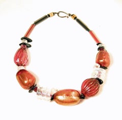 Vintage French Hand Blown Glass Multi-Color Necklace