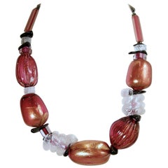 Vintage French Hand Blown Glass Multi-Color Necklace