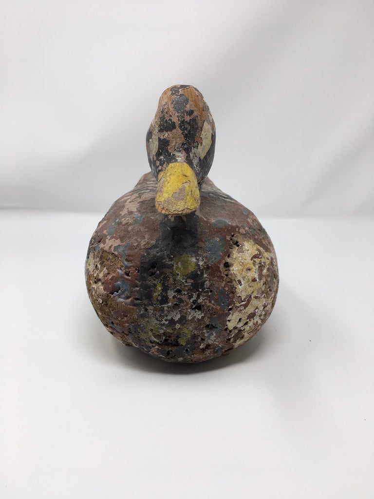 Vintage French Hand Carved and Hand Painted Duck Decoy at 1stDibs