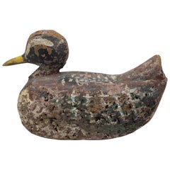 Antique French Hand Carved and Hand Painted Duck Decoy