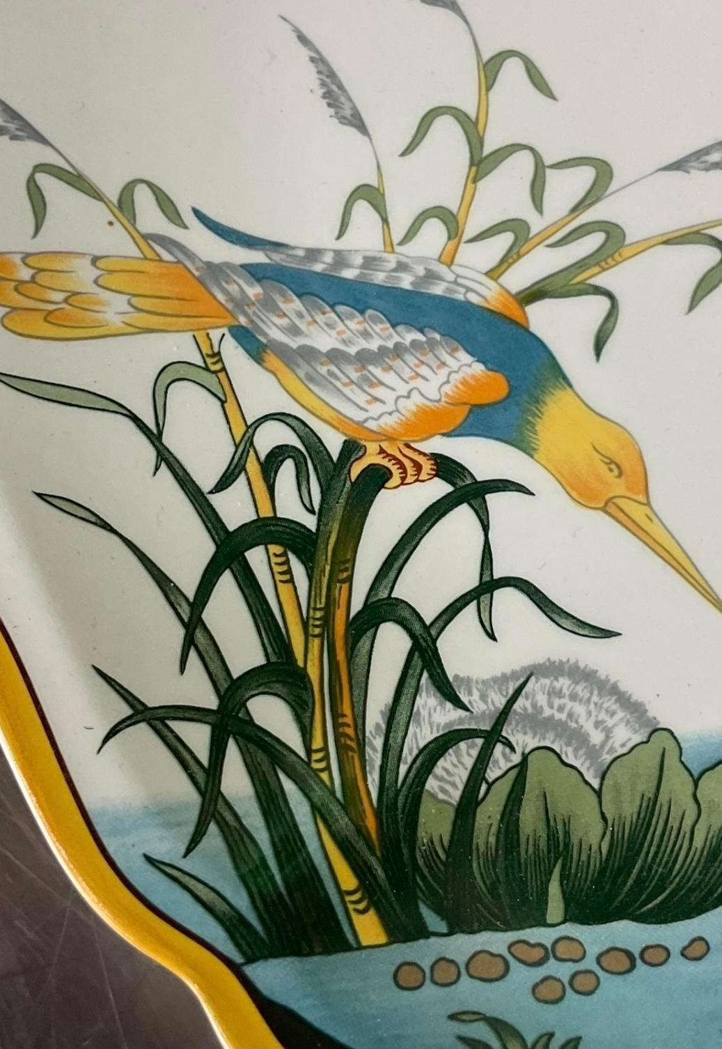 Plato de tarta vintage francés pintado a mano en Bueno estado para la venta en west palm beach, FL