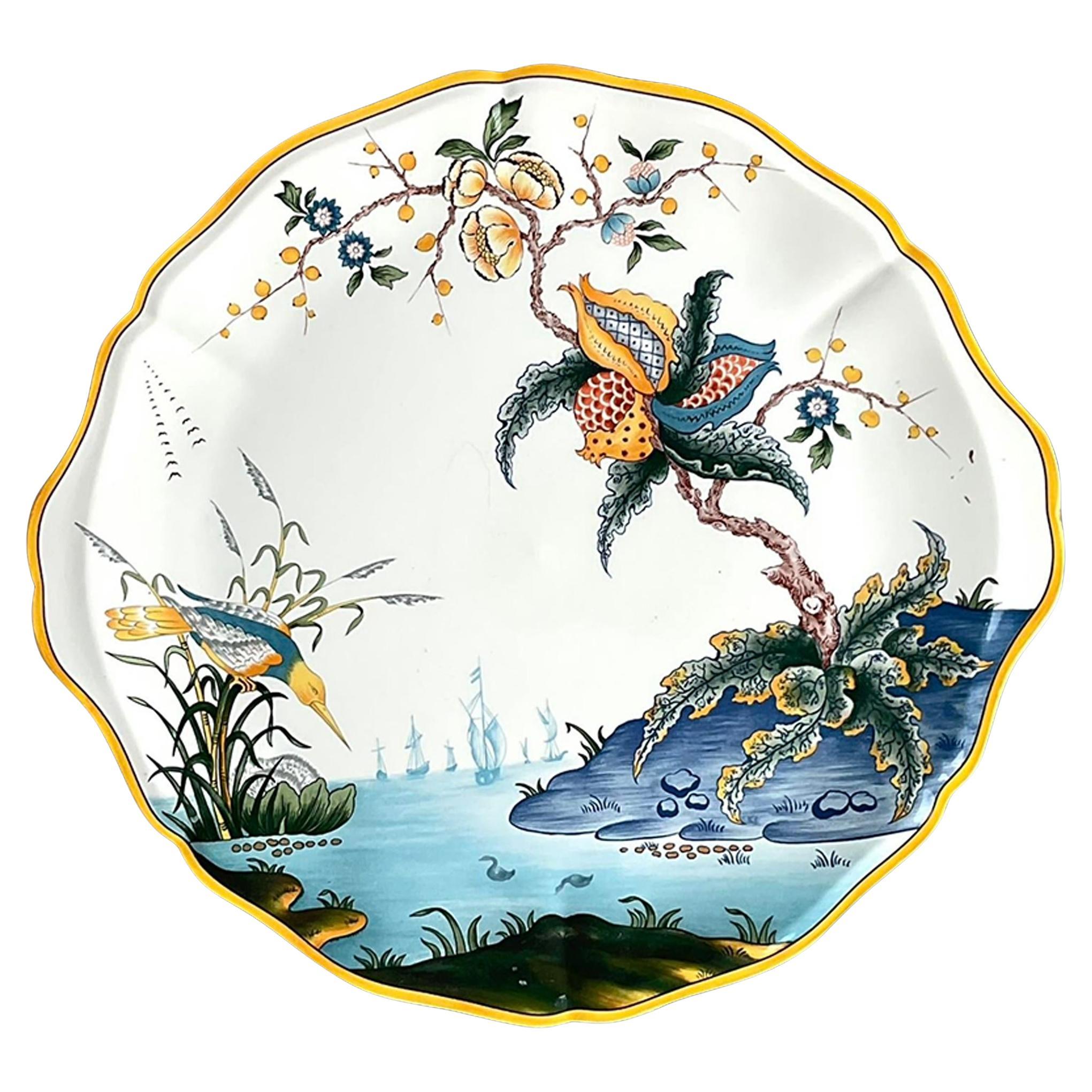 Plato de tarta vintage francés pintado a mano