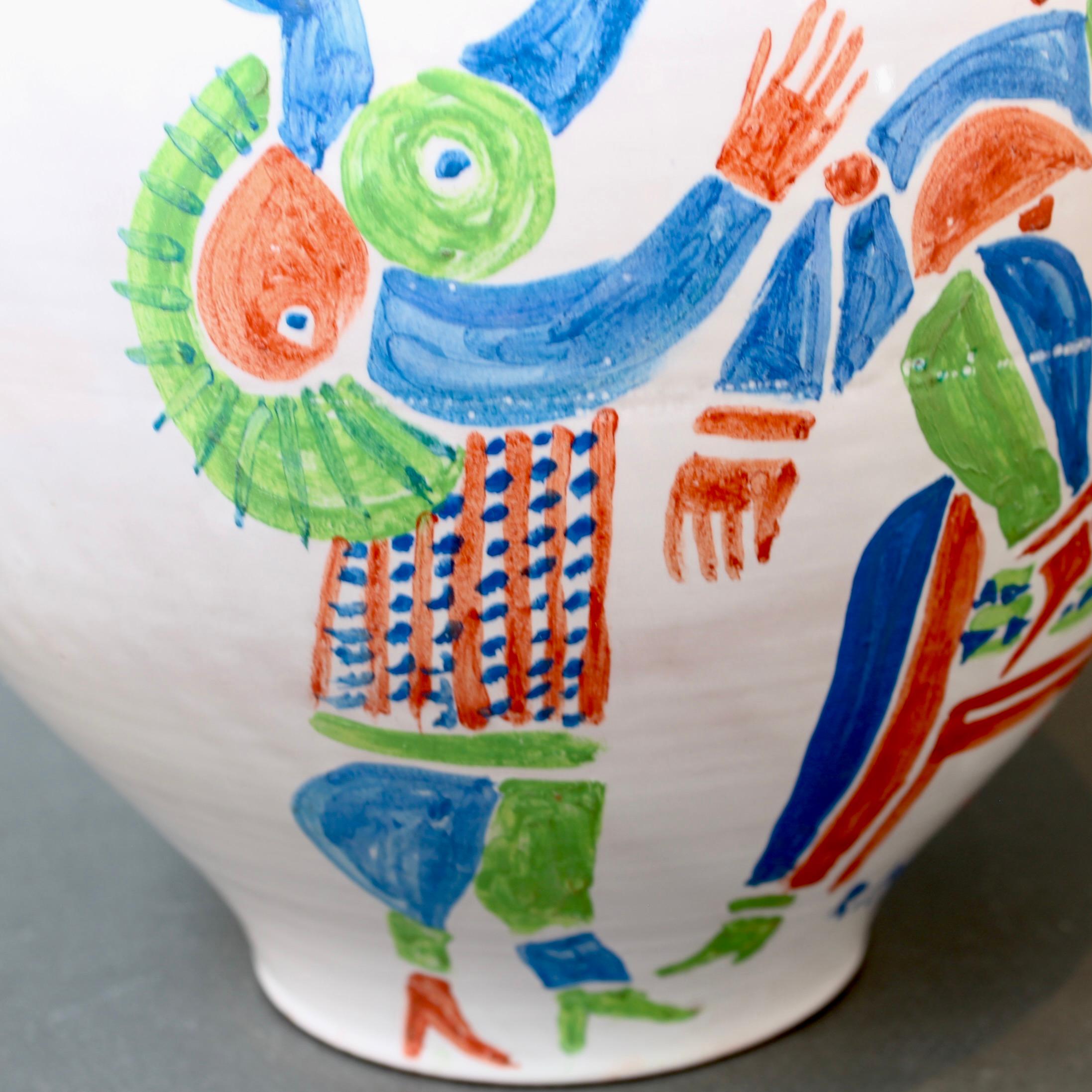 Vintage French Hand-Painted Ceramic Vase by Roger Capron (circa 1960s) For Sale 8