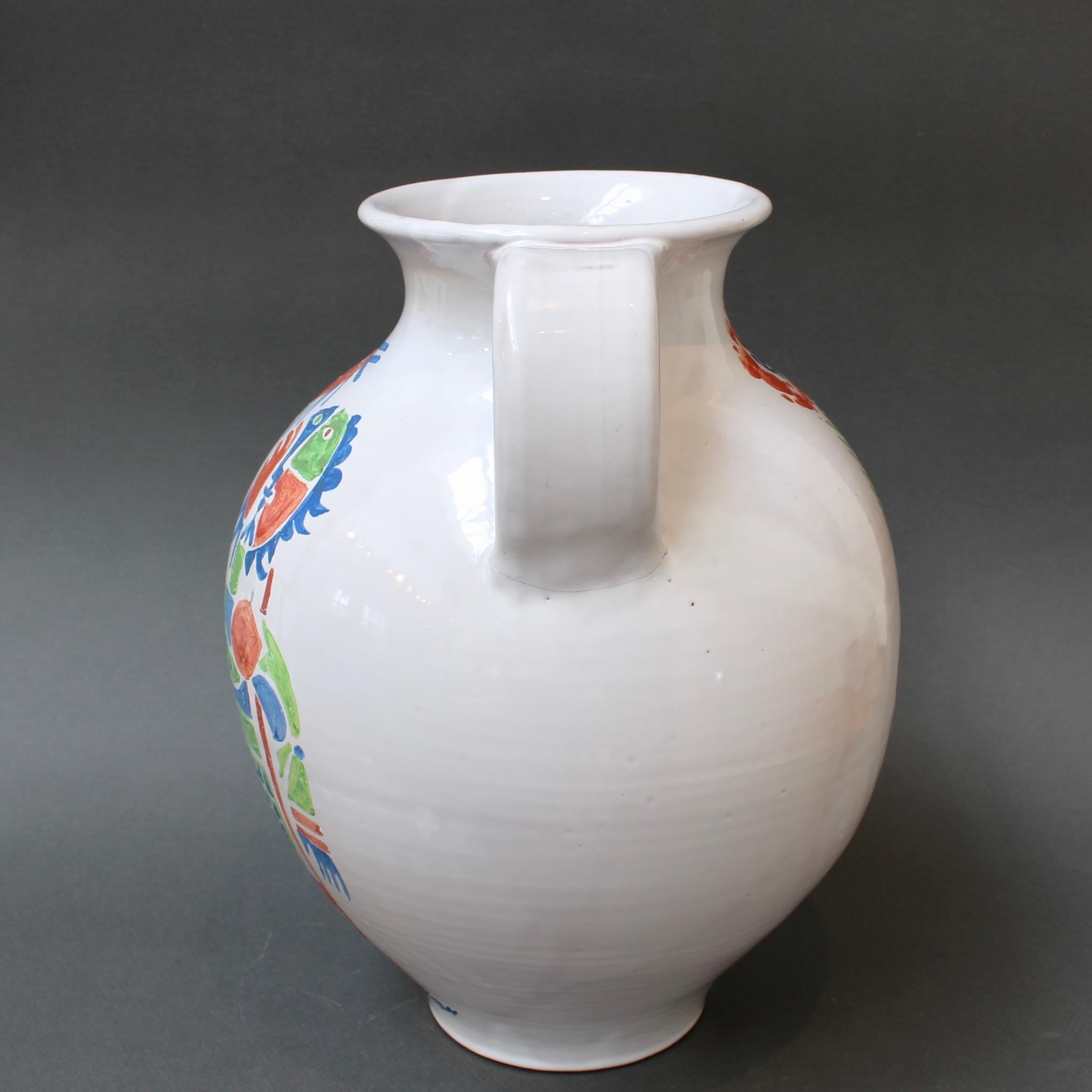 Vintage French Hand-Painted Ceramic Vase by Roger Capron (circa 1960s) In Good Condition For Sale In London, GB