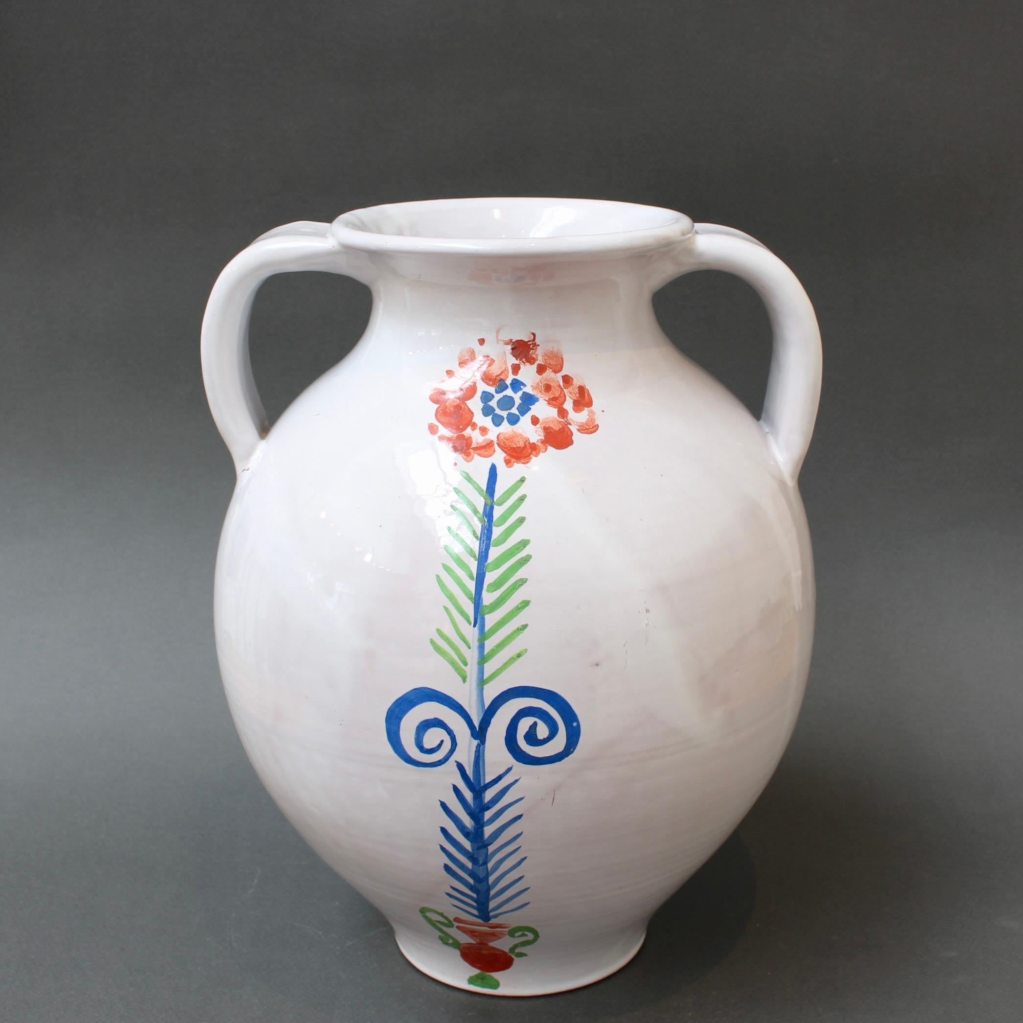 Vintage French Hand-Painted Ceramic Vase by Roger Capron (circa 1960s) For Sale 1