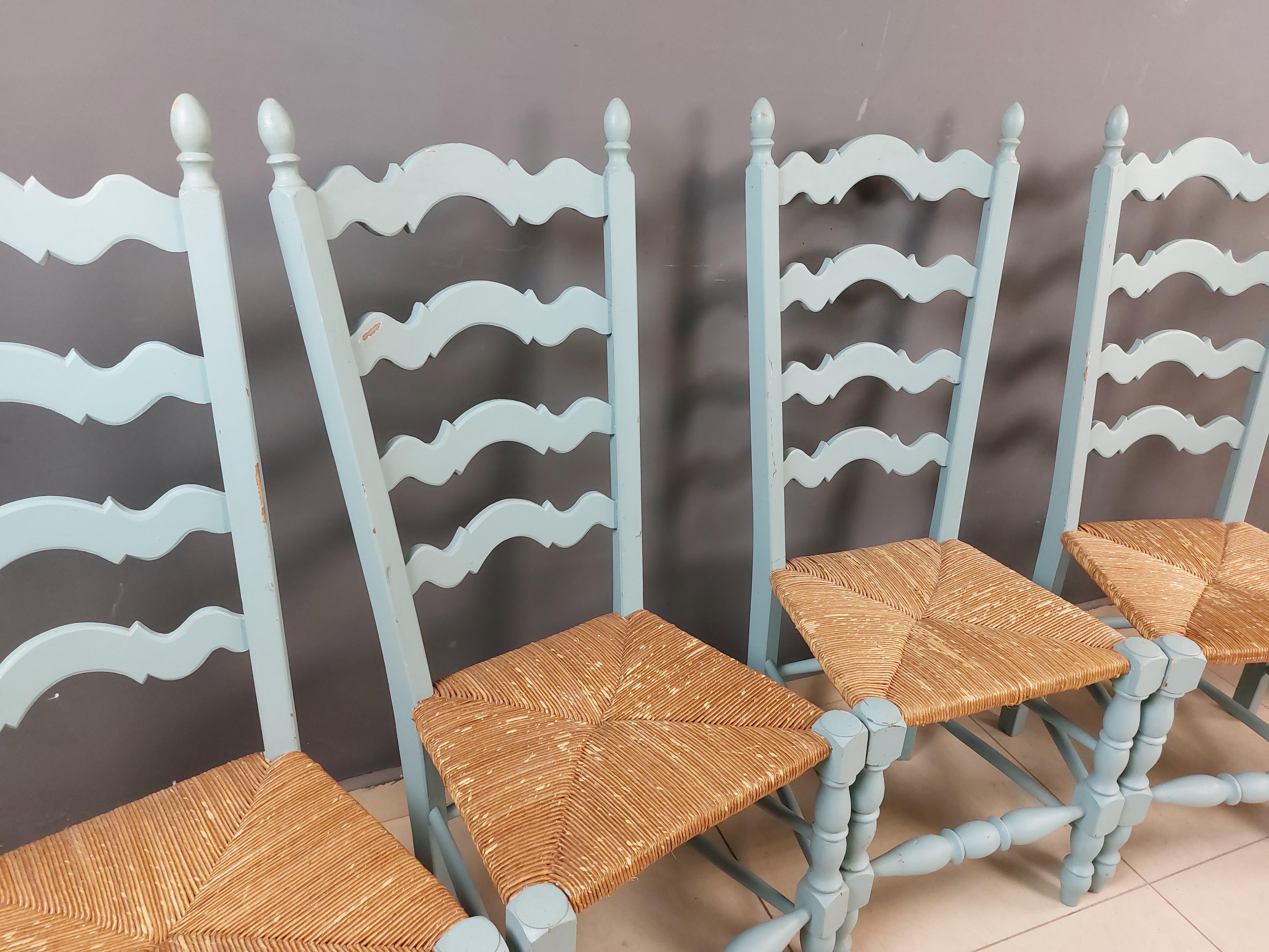 Vintage French Hand Painted Farmhouse Dining Chairs - Set of 6 11