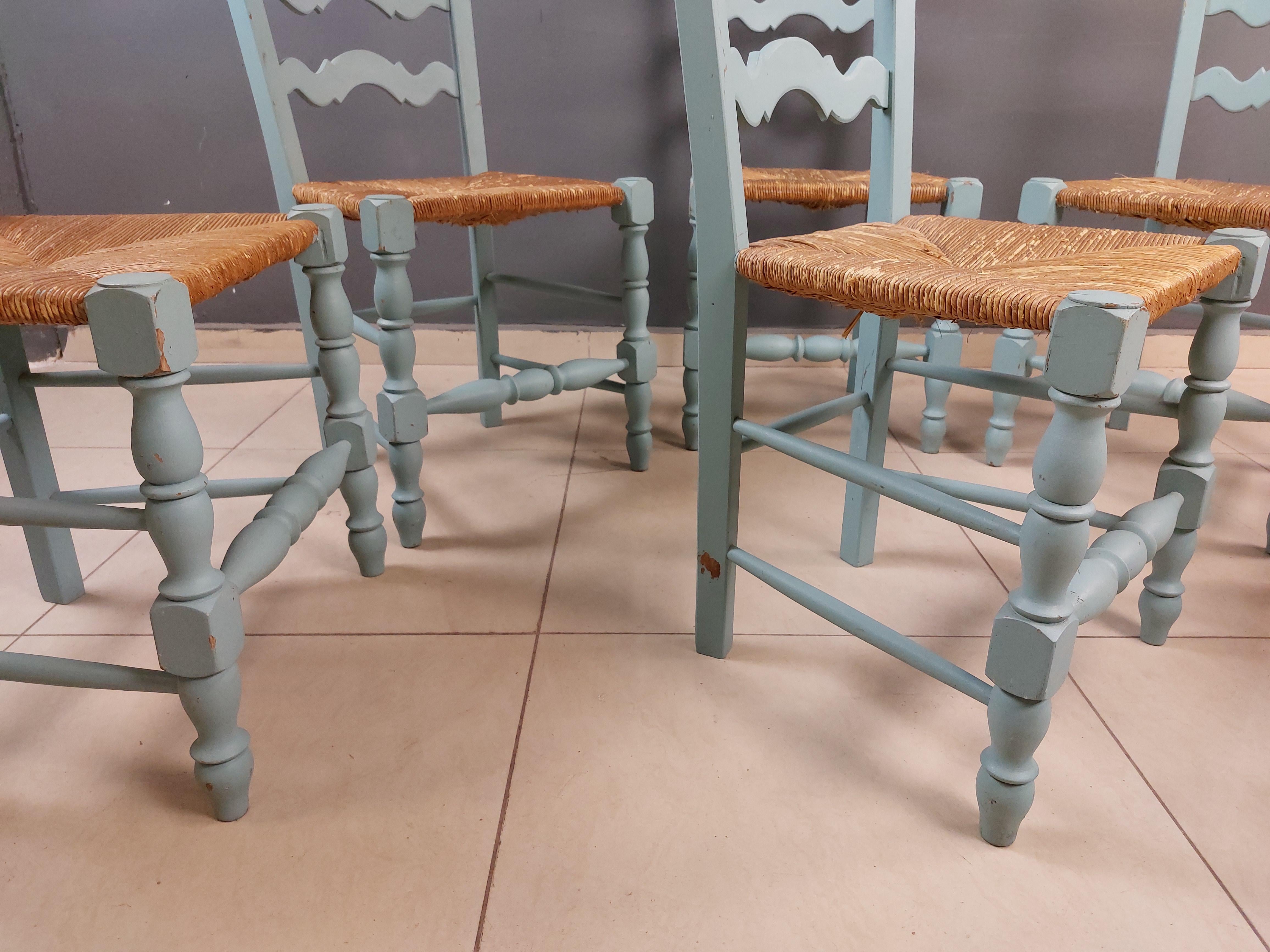 Vintage French Hand Painted Farmhouse Dining Chairs - Set of 6 12