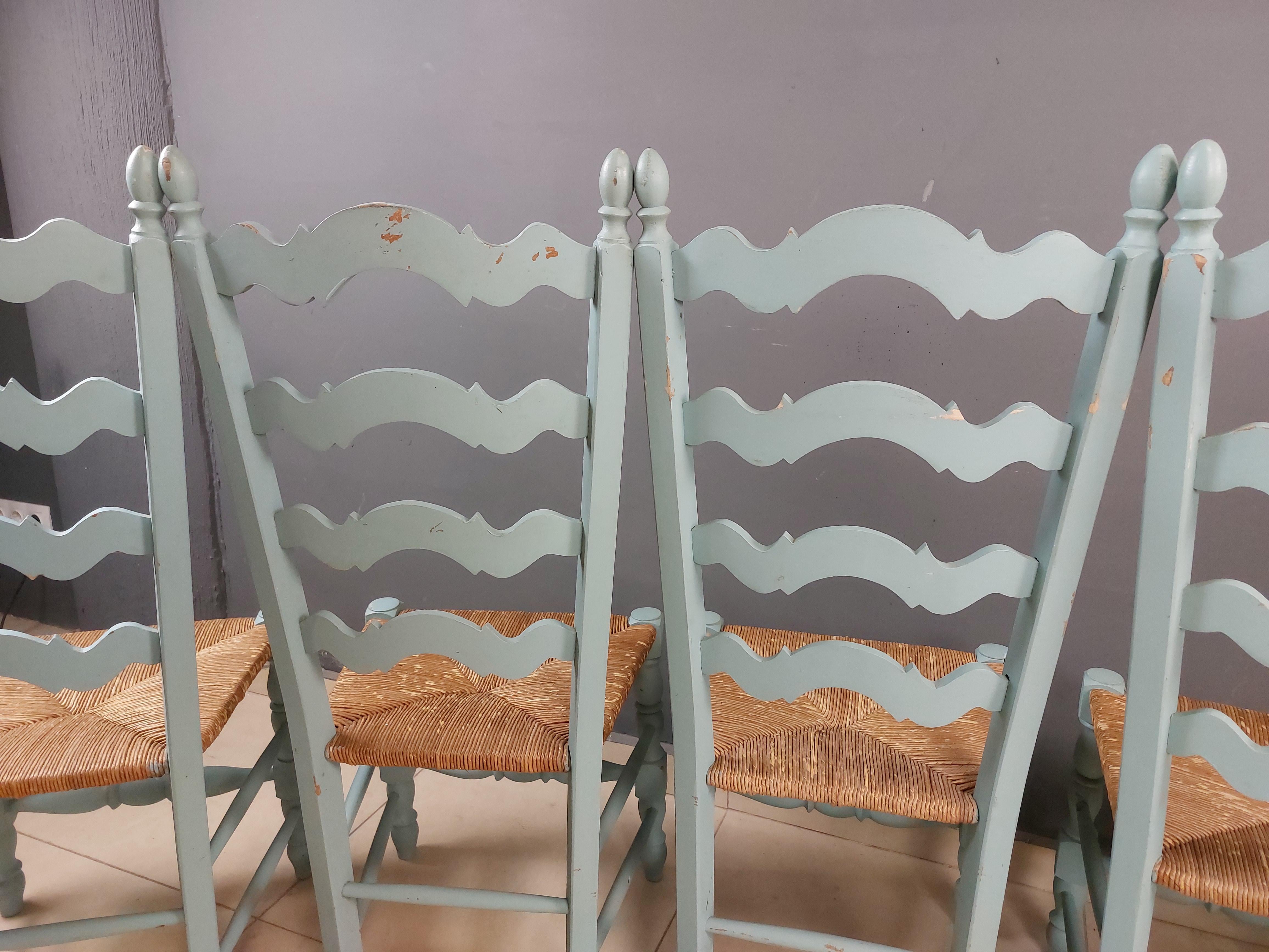 Vintage French Hand Painted Farmhouse Dining Chairs - Set of 6 13