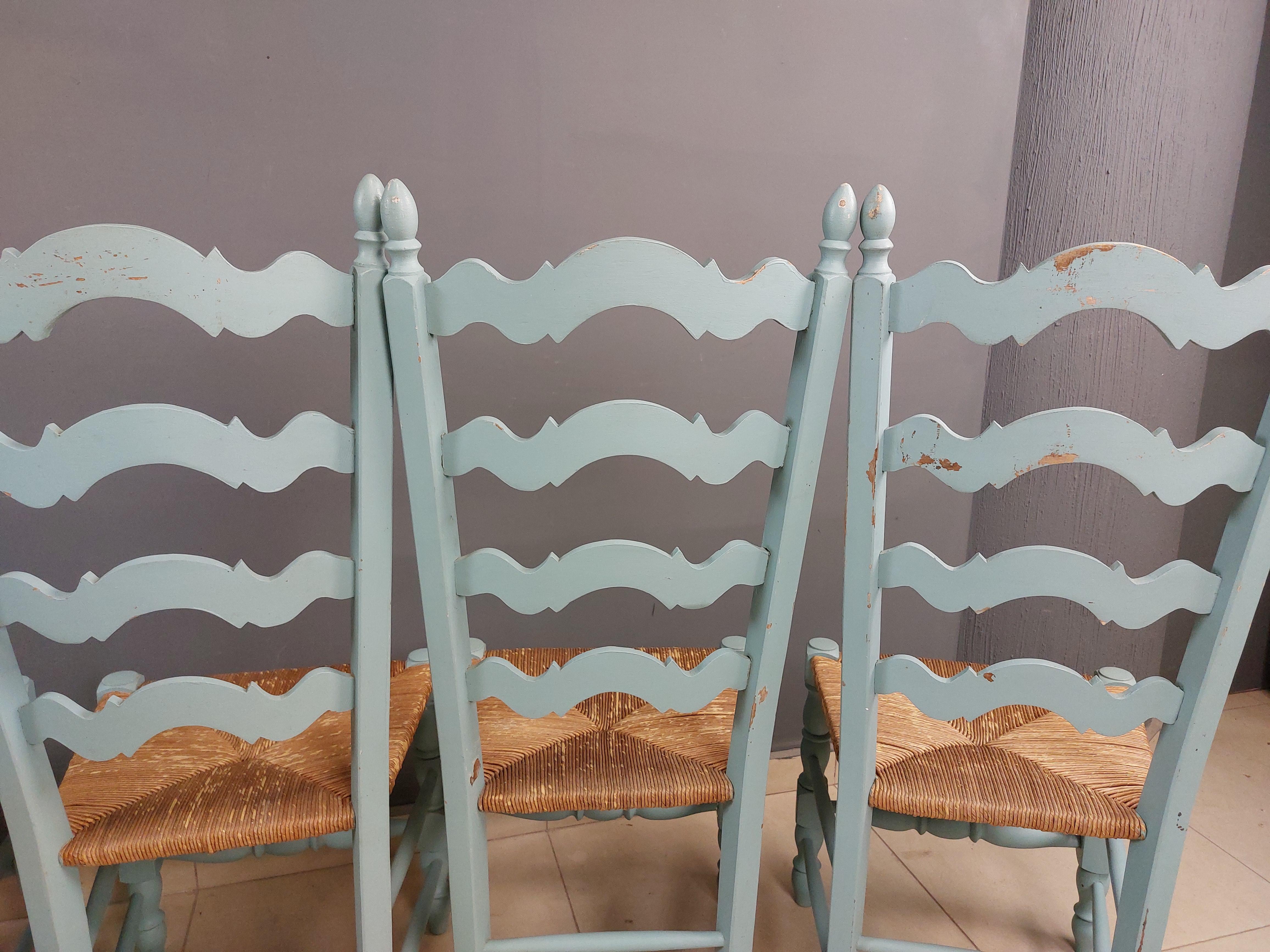 Vintage French Hand Painted Farmhouse Dining Chairs - Set of 6 14