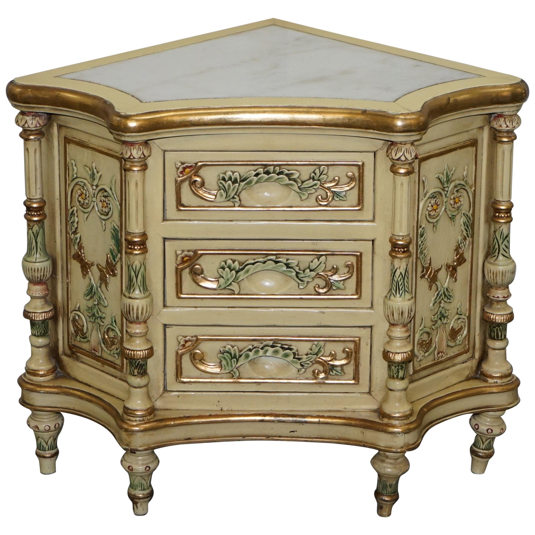 Victorian Eastlake Burl Walnut MarbleTop Wash Stand Dresser Chest with