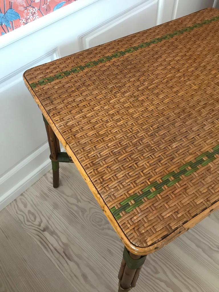 Vintage French Handwoven Rattan Table, 1930s 2