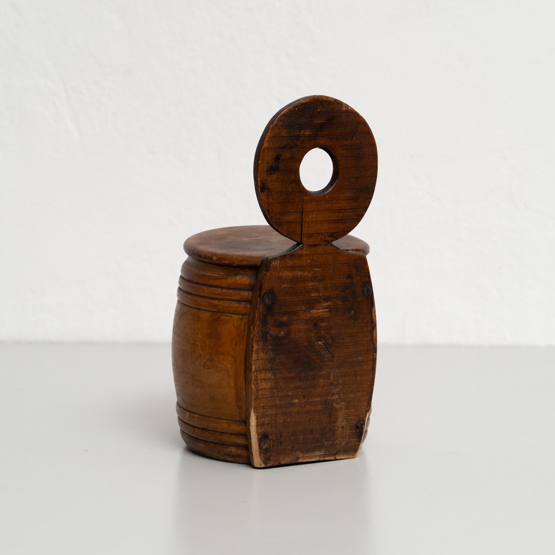 Vintage French Handmade Wooden Wall-Mounted Salt Box – Circa 1940 For Sale 1