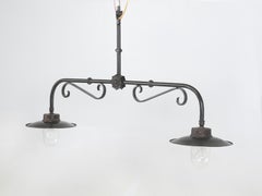 Vintage French Hanging Two Lamp Pendant Chandelier Ideal for a Kitchen Island