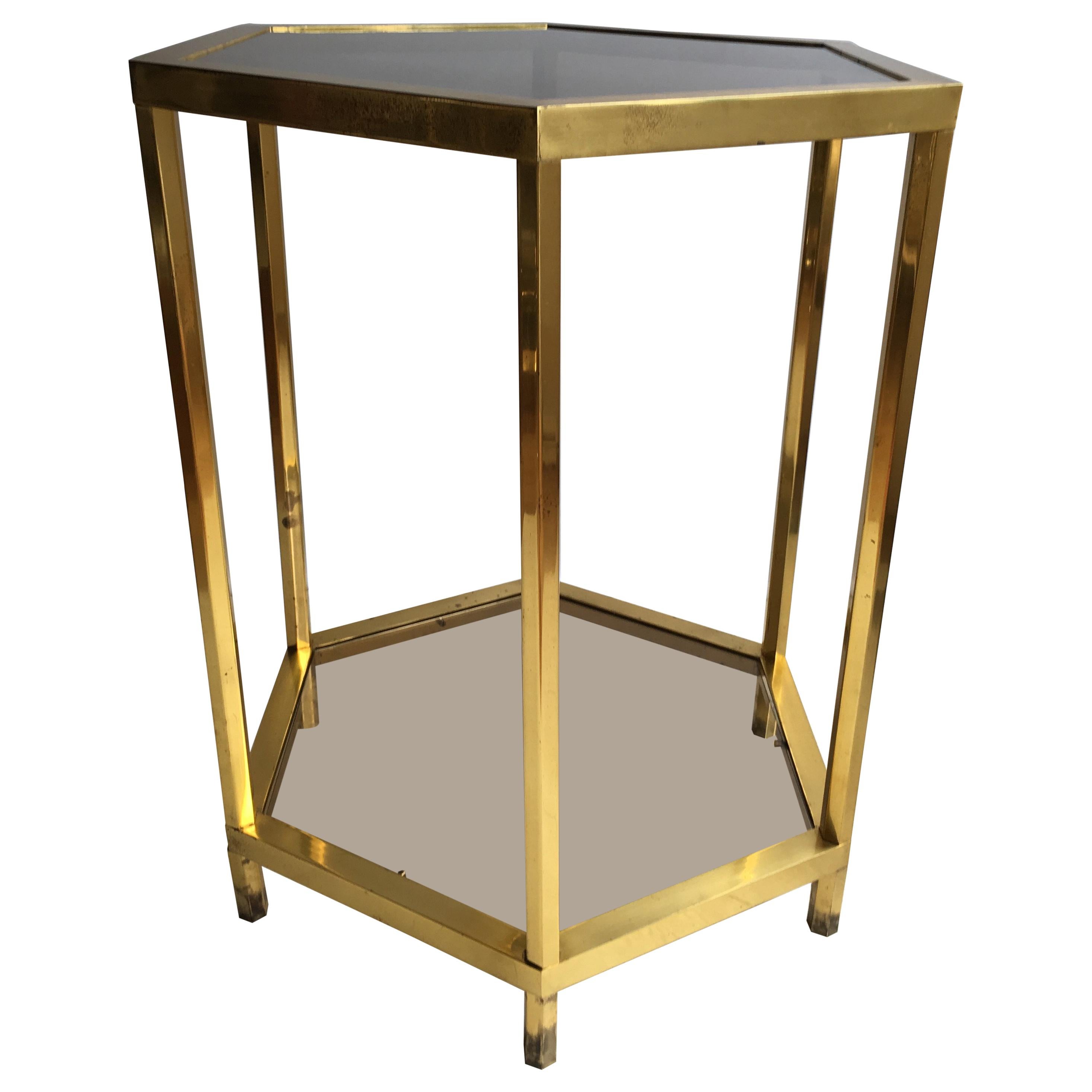 Vintage French Hexagon Brass Centre Table For Sale
