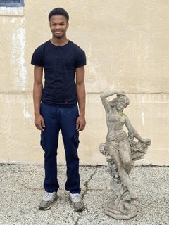 Estatua Escultura Diosa Desnuda de Cemento Vintage French Hollywood Regency 46" Garden