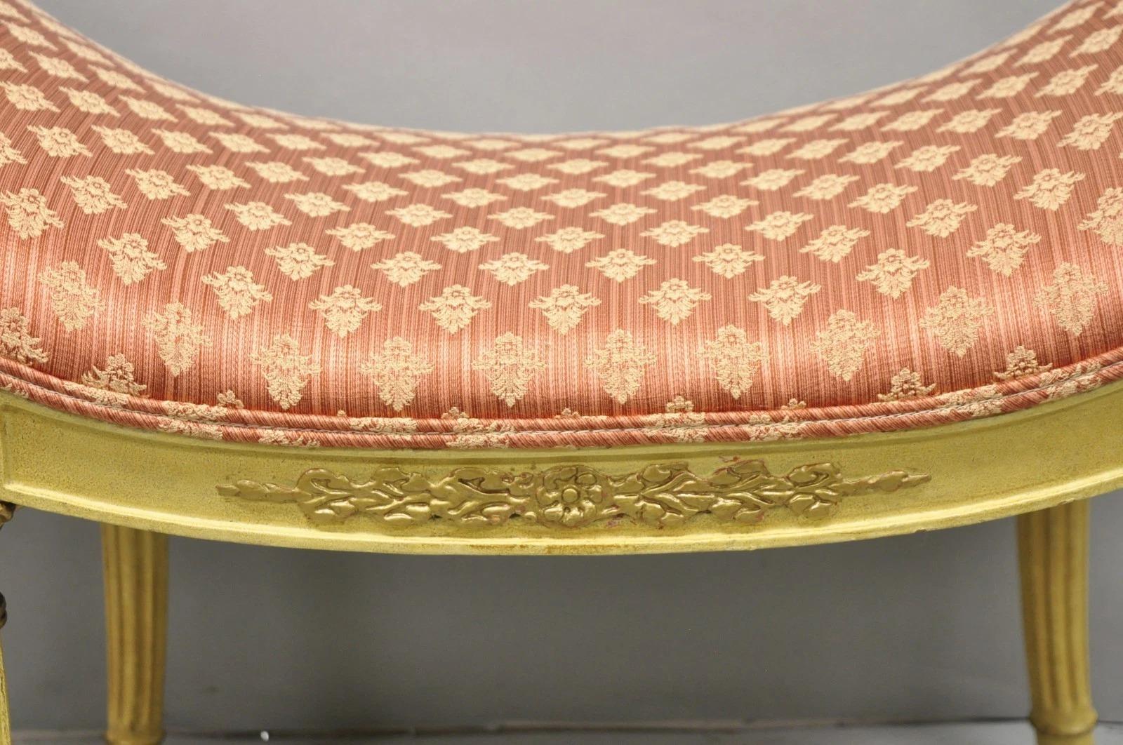 Vintage Französisch Hollywood Regency Creme & Gold Holz Rosa Wasserfall Eitelkeit Bank im Angebot 2