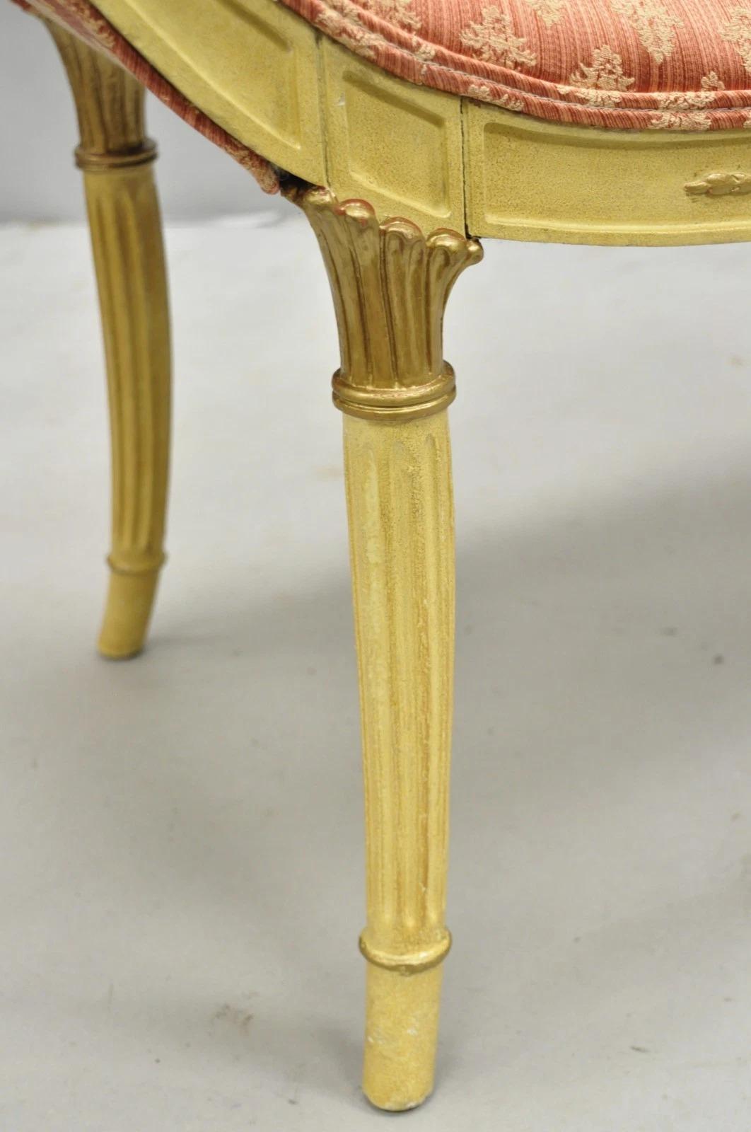 Vintage Französisch Hollywood Regency Creme & Gold Holz Rosa Wasserfall Eitelkeit Bank im Angebot 4