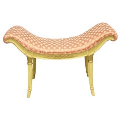 Vintage Französisch Hollywood Regency Creme & Gold Holz Rosa Wasserfall Eitelkeit Bank