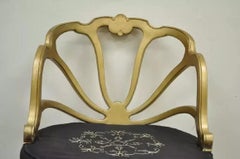 Vintage French Hollywood Regency Gold Shell Carved Boudoir Slipper Accent Chair