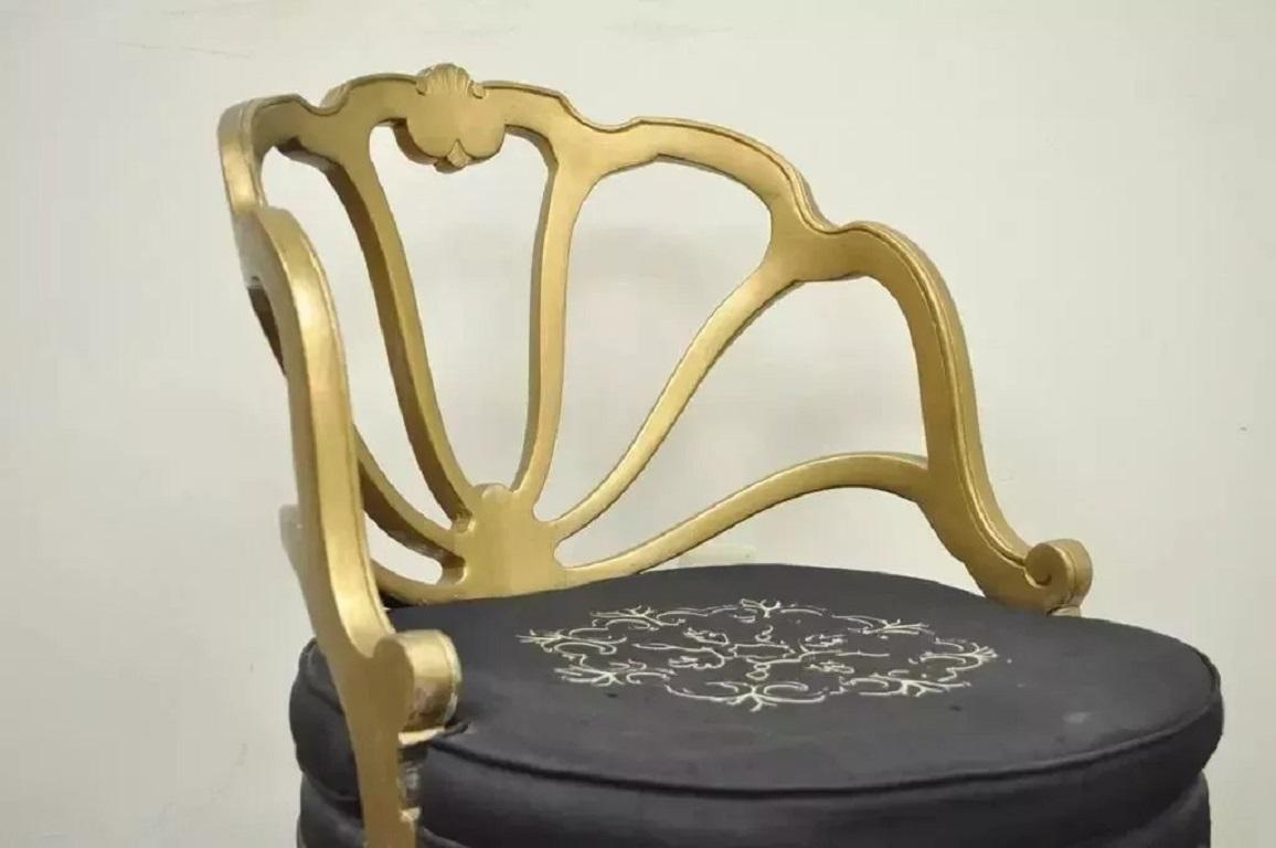 Unknown Vintage French Hollywood Regency Gold Shell Carved Boudoir Slipper Accent Chair For Sale