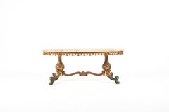 Vintage French Hollywood Regency Onyx Coffee Table with Brass Base, 1950s