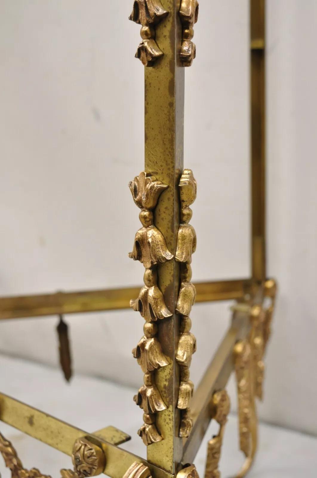 Vintage French Hollywood Regency Ornate Brass Triangular Etagere Stands - Pair For Sale 11