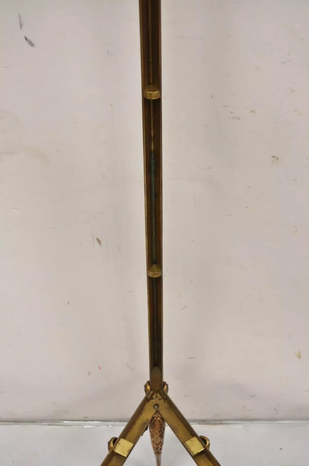 Vintage French Hollywood Regency Ornate Brass Triangular Etagere Stands - Pair For Sale 4
