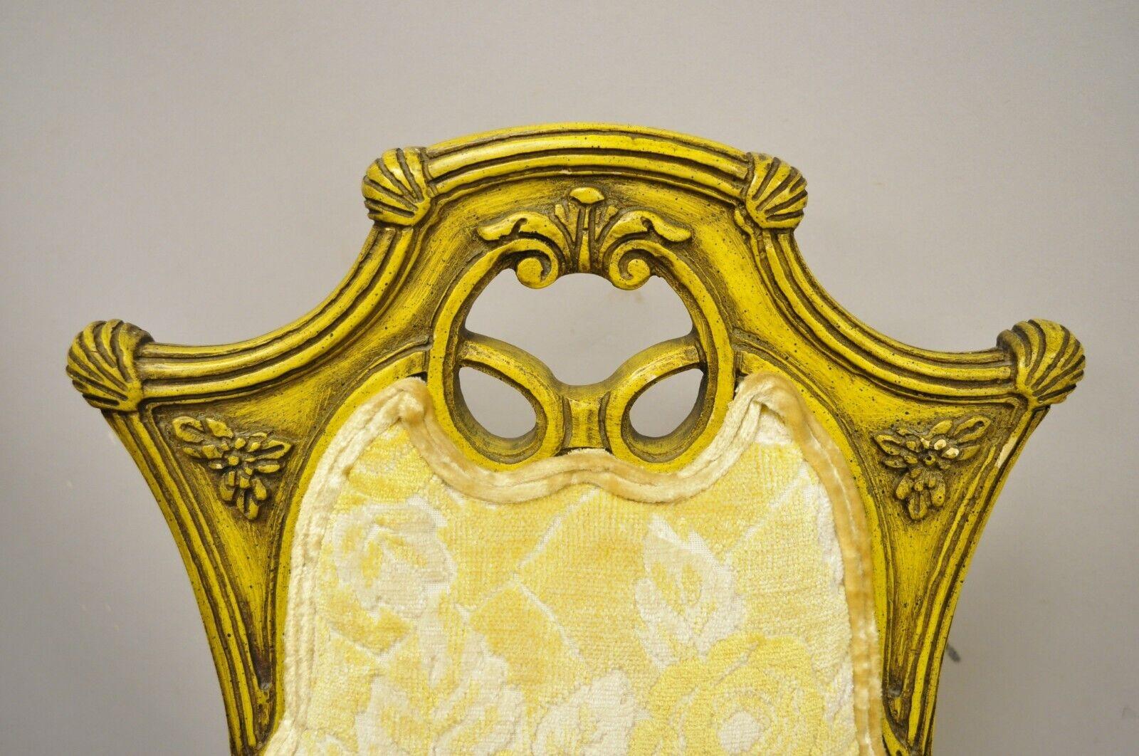 Vintage French Hollywood Regency Yellow Fireside Lounge Chairs - a Pair In Good Condition For Sale In Philadelphia, PA