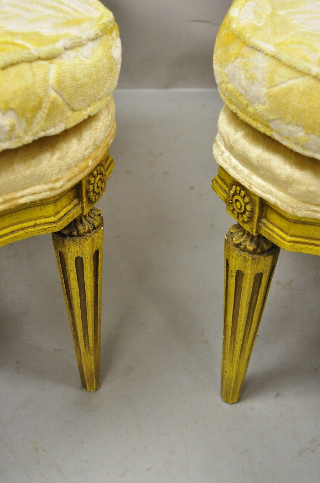 Vintage French Hollywood Regency Yellow Fireside Lounge Chairs - a Pair For Sale 2