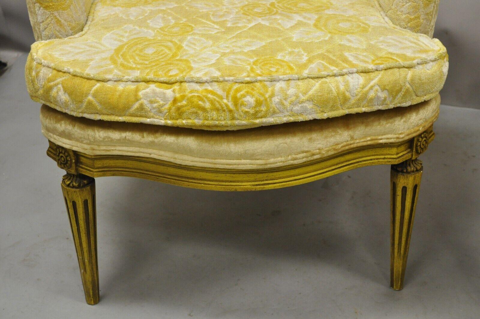 Vintage French Hollywood Regency Yellow Fireside Lounge Chairs - a Pair For Sale 3